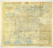 cca 1920 Németország és a szomszédos országok vasúti és vázlat térképe/ Európa főútvonalainak térkép...