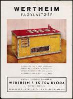 cca 1930 Wertheim szobahűtő és fagylaltgép szórólap, Pólya Tibor rajzával, 31x23 cm