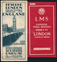 cca 1930 Utazási prospektusok az Egyesült Királyságból, 8 db, London, Skócia, hotel és vasuti prospe...