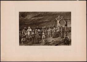 cca 1900 Krisztus a Kálvárián, Munkácsy festményéről készül fénynyomat, 18×25 cm
