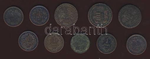 1750-1880.  1 denár (3x), 1kr (7x) T:2,2/3,3 Összesen 10db.