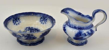 India V&B  kiöntő és tál (2 db), levonóképes, jelzett, lepattanással és hajszálrepedéssel, d:20 cm, m:14 cm