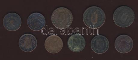 1750-1880.  1 denár (3x), 1kr (7x) T:2,2/3,3 Összesen 10db