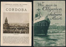 cca 1930 Utazási prospektusok  Spanyolországból és Ausztriából, valamint egy Algéria és a Szahara kiadvány, 13 db (Andalúzia, Sevilla, Barcelona, Madrid, Granada, Cordoba, Cadiz, Großglockner (2 db)), számos fotóval, térképekkel, magyar, német,angol, és spanyol, nyelven, érdekes anyag./ cca 1930 Travel brochures from Spain and Austria, with one issue about Algeria and the Sahara, 13 pc.  (Andalusia, Seville, Barcelona, Madrid, Granada, Cordoba, Cadiz, Großglockner (2 pc)) with a lot of photos, with maps, in Hungarian, German,  English and Spanish language.