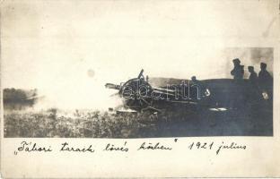 1921 Tábori tarack lövés közben / Howitzer cannon firing, photo