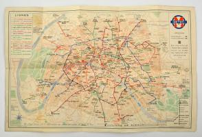 1937 Párizsi metró térkép, 32x48 cm./ 1937 Metro map of Paris, 32x48 cm.