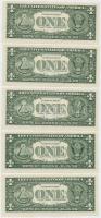 Amerika Egyesült Államok 1988A 1$ (10x) sorszámkövetők T:I,I- az első és utolsó bankjegyen szamárfül...