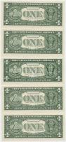 Amerika Egyesült Államok 1988A 1$ (10x) sorszámkövetők T:I,I- az első és utolsó bankjegyen szamárfül...