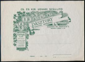 cca 1910 Pásztory élővirág kereskedő díszes lapja