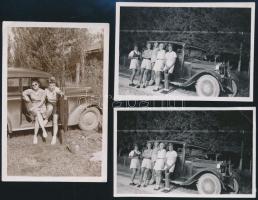 cca 1930 Régi autó fotók, 3 db, 10x6.5 cm és 5x9 cm közötti méretben.