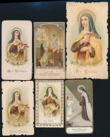 cca 1903-1935 6 db Avilai Szent Terézt ábrázoló szentkép, közte litho