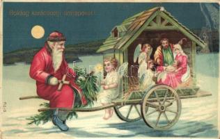 Boldog karácsonyi ünnepeket / Christmas, Jesus, Saint Nicholas, litho