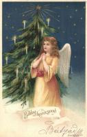 Boldog Karácsonyt / Christmas, angel, litho (EK)