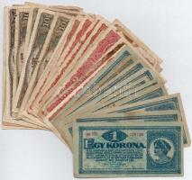 1920. 1K-20K (33x) korona bankjegy tétel T:III-IV közte néhány jobb darab