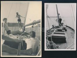 cca 1920-1940 Hajókázás, 2 db fotó, 10x6.5 cm és 11.5x8.5 cm. közötti méretben.