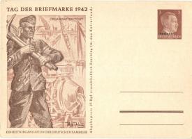 1942 Tag der Briefmarke, Einheitsorganization der Deutschen Sammler, Organisation Todt / Stamp Day, Unity Organization of the German collectors, NS propaganda, 3 Ga. s: Axster-Heudtlass