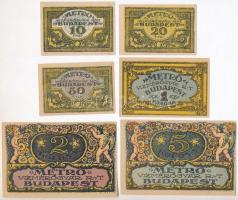 Budapest / Metro Vízmérőgyár Rt. 1920-1922. 10f + 20f + 50f + 1K + 2K + 5K utalvány T:I,I-