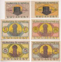 Budapest 1920. 20f + 50f + 1K + 2K + 5K + 10K "Világítási és Vízmű Rt." utalványok stecklapon T:I,I-  Hungary 1920. 20 Fillér + 50 Fillér + 1 Korona + 2 Korona + 5 Korona + 10 Korona "Lighting and Waterworks Budapest" coupons C:UNC,AU Adamo BUC-298.1, BUC-298.2, BUC-298.3, BUC-298.4, BUC-298.5, BUC-298.6