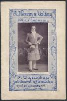 1916 A Három kislány 100. előadása, a  Vígszínház jubileumi ajándéka, sok fényképpel a színészekről, 23x15 cm