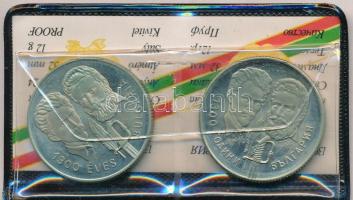1981. 100Ft Cu-Ni + 5L Cu-Ni "Bulgária 1300 éves" magyar-bolgár közös kiadás, eredeti tokb...