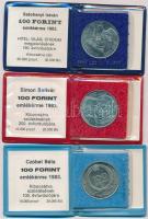 1983. 100Ft alpakka "Simon Bolivár" + 1983. 100Ft alpakka "Czóbel Béla" + 100Ft alpakka "Széchenyi István" mindegyik eredeti tokban, tanúsítvánnyal T:PP,1(PP)