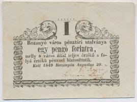 Rozsnyó 1849. 1Ft "Rozsnyó város pénztári utalványa" T:III ROZ-2.2