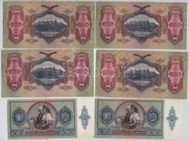 1930. 100P (4x) mindegyik csillagos sorozatszámmal + 1941. 20P (2x) T:I--III nyomdai papírránc, szép...