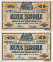 Ostffyasszonyfa / hadifogolytábor 1916. június 1. 1K arab sorozat- és sorszámmal (2xklf) egyik &quot...