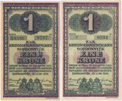 Sopronnyék / hadifogolytábor 1916. június 16. 1K (2xklf) egyik római sorozat- és arab sorszámmal, a ...