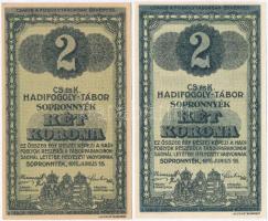 Sopronnyék / hadifogolytábor 1916. június 16. 2K (2xklf) egyik római sorozat- és arab sorszámmal, a másik arab sorozat- és sorszámmal T:I,I-