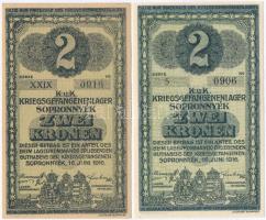Sopronnyék / hadifogolytábor 1916. június 16. 2K (2xklf) egyik római sorozat- és arab sorszámmal, a ...