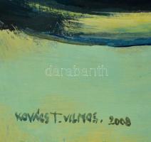 Kovács Tamás Vilmos (1951-): Szőkőkútnál. Olaj, farost, jelzett, 48×63 cm