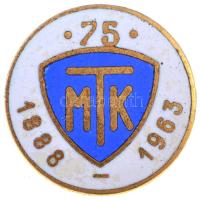 1963. 75 éves az MTK - 1888-1963 aranyozott, festett jelvény (18mm) T:2