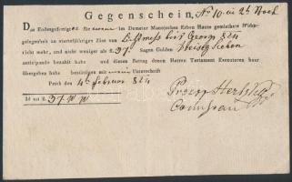 1824 Pest Gegenschein örökösödéssel kapcsolatos pénzkifizetési nyugta, német nyelven, 12x20 cm