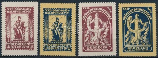1929 XXII. Országos Dalosverseny; Debrecen 4 db levélzáró