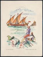 1934-1966 3 db illusztrált étlap, 2 db Italian Line válallat étlapja, spanyol és olasz nyelven, az e...