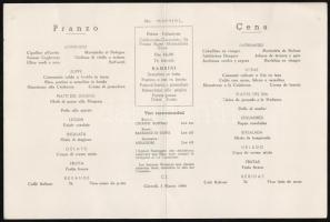 1934-1966 3 db illusztrált étlap, 2 db Italian Line válallat étlapja, spanyol és olasz nyelven, az e...