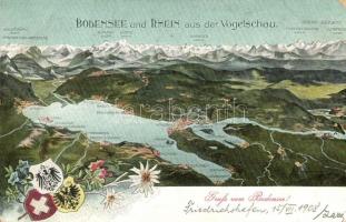 Bodensee und Rhein aus der Vogelschau / map (Rb)