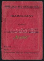 1951 Honvéd Zalka Máté Híradótiszti Iskola igazolványa katonai és politikai képzésben való részvételről, fényképpel, viseltes állapotban, 9,5x7 cm