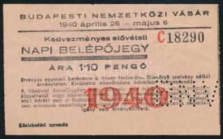 1940 Budapesti Nemzetközi Vásár napi belépőjegy