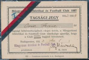 1923 Bp., A Műegyetemi Athletikai és Football Club tagsági jegye