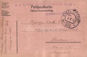 1917 Első világháborús tábori posta képeslap, beragasztott fotóval, feszület mellett olvasó K.u.K. k...