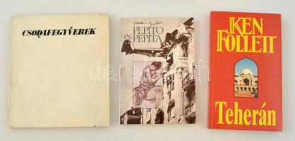 3 db könyv: Határ Győző: Pepito és Pepita (1986); Follett, Ken: Teherán (1993); Horváth Árpád: Csodafegyverek (1972). Papír- ill. kartonált papírkötésben, jó állapotban.