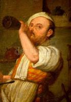 Olvashatatlan jelzéssel: Konyhai jelenet (cca 1800). Olaj, vászon, restaurált, 62×83 cm