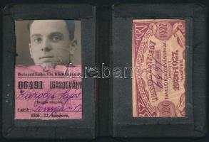 1926-1927 Fényképes BSzKRt igazolványjegye, 1926-1927-ös tanévre, viseltes vászontokban