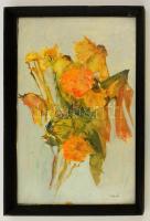 Keserű jelzéssel: Elszáradt virágok. Olaj, karton, üvegezett keretben, 35×23 cm