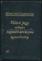 1931 Magyar Királyi Államvasutak féláru-jegy váltására jogosító arcképes igazolványa, bőrtokban.