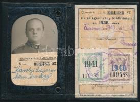 1940-1941 Magyar Királyi Államvasutak féláru-jegy váltására jogosító arcképes igazolványa, fényképpe...