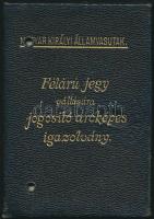1936-1939 Magyar Királyi Államvasutak féláru-jegy váltására jogosító arcképes igazolványa, fényképpel, érvényesítő bélyegekkel, katona részére, bőrtokban.