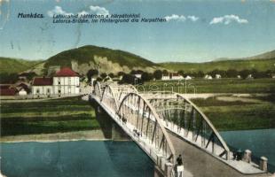 Munkács, Mukacheve; Latorca híd a Kárpátokkal / bridge, mountain range  (kis szakadás / small tear)